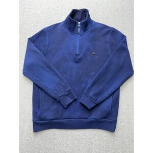Lacoste Quarter Zip Sweatshirt Mens 2XL Blue 100% Cotton Pullover‎ Croc Logo